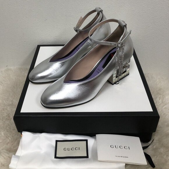 Gucci AMBER Crystal G Block Heel Madelyn Marmont Mary Jane Pump 37/37.5/38.5 - Picture 6 of 12